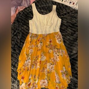 Yellow and white floral tank top sundress